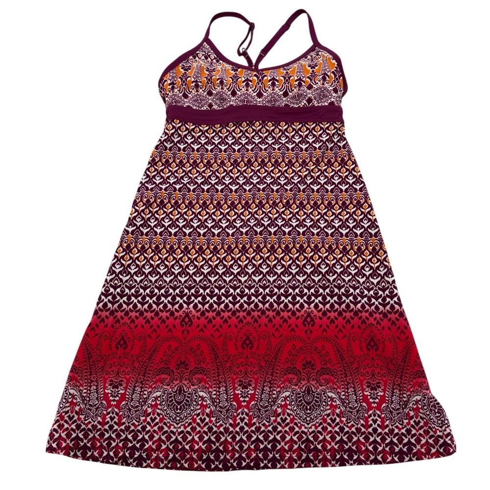 Athleta Womens Burgundy Paisley Geometric Swim‎ Dress Cover Up XS 221593